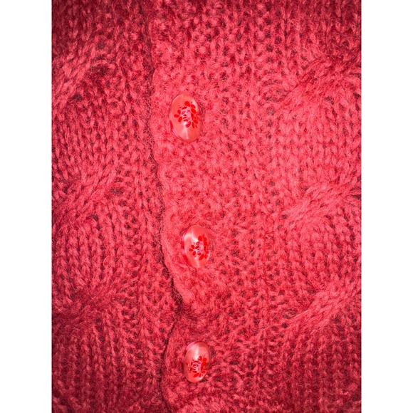 Sleeping On Snow Anthropology-Pink Cable Knit Hooded Cardigan Sweater Women - Picture 8 of 9